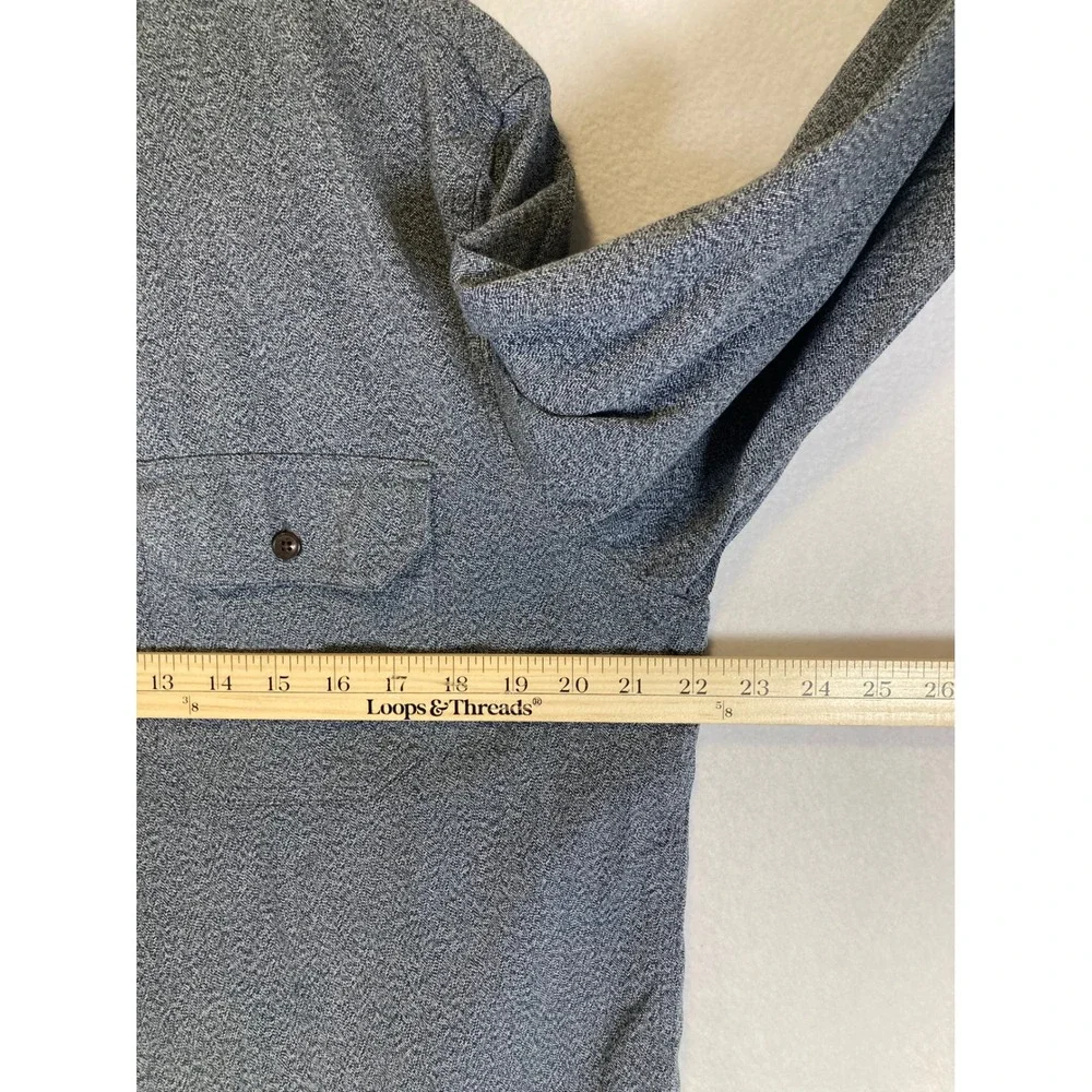 Classic Workwear Banana Republic Mens LG Grey Blue Textured Cotton Button Down
